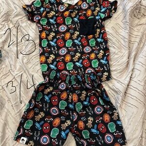 Kids Superhero Print Pajama Set